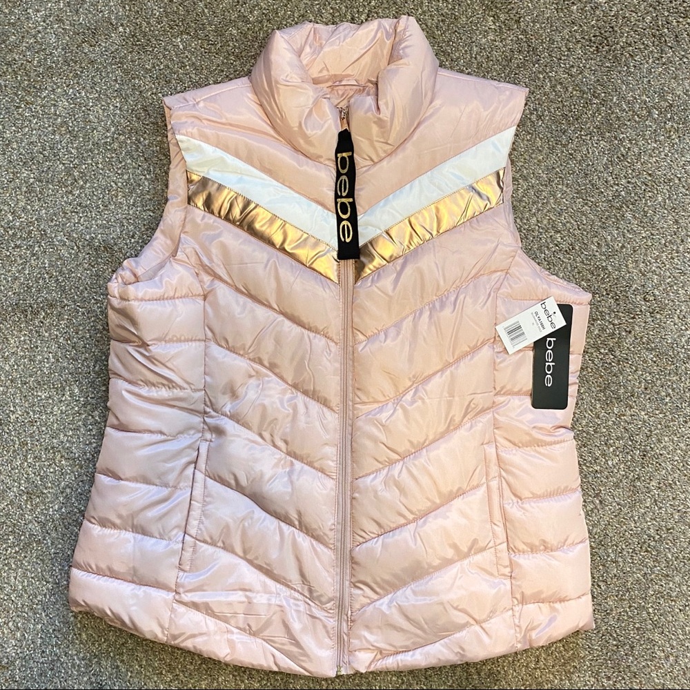 NWT Bebe pink puffer vest sz XL